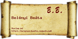 Belényi Beáta névjegykártya